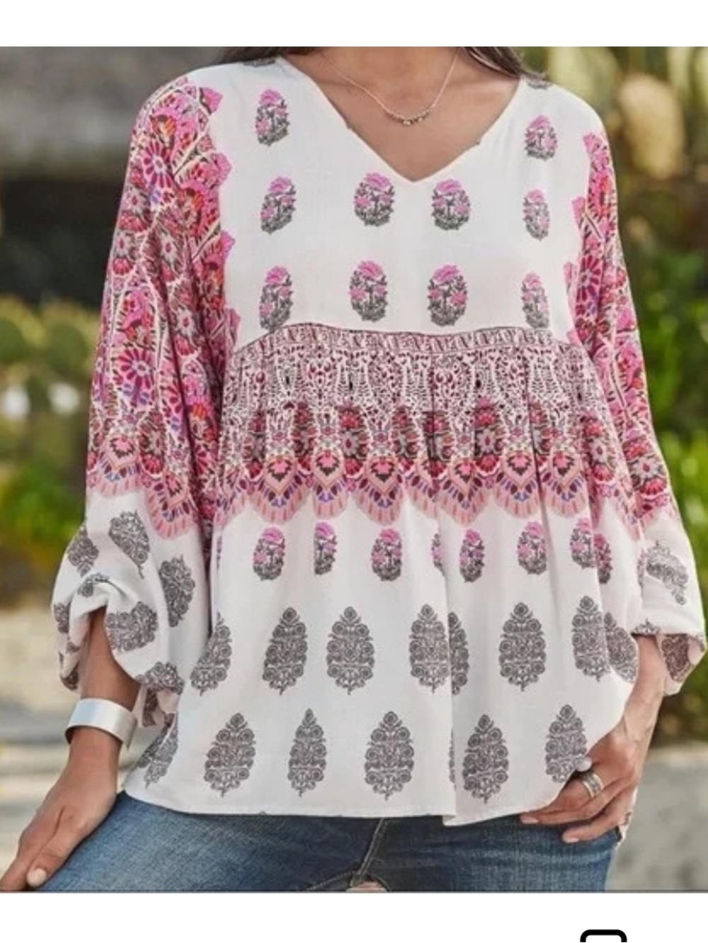 Sundance Free Spirit Floral Bohemian Flowy Top. Size XL